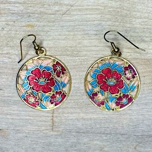 Cloisonné dangle earrings